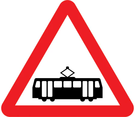 Tramcars crossing ahead