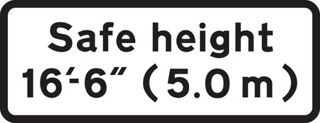 Safe height beneath electrified overhead cable ahead