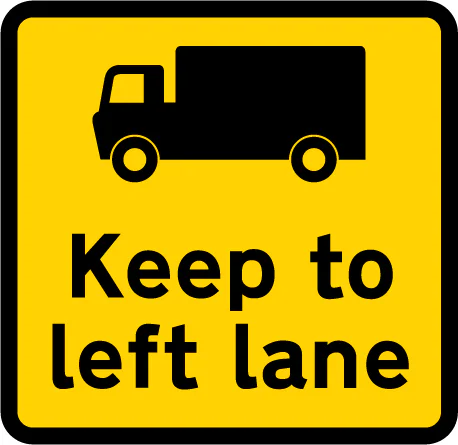 Goods vehicles should keep to the left hand lane on approach to check point ahead
