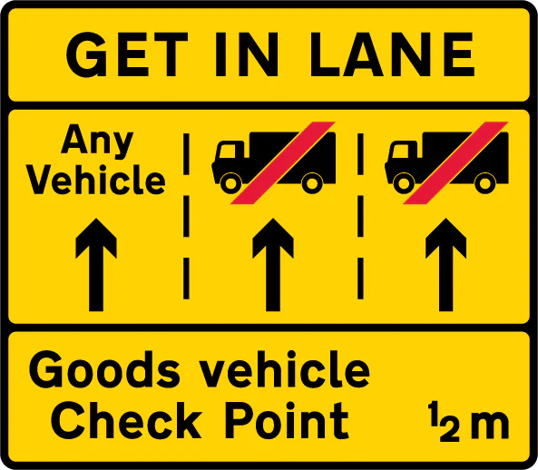 Goods vehicles should get into the left hand lane of a three lane carriageway on the approach to a goods vehicle check point