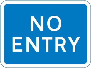 Entry to a car park, private access road or property from a public road not allowed