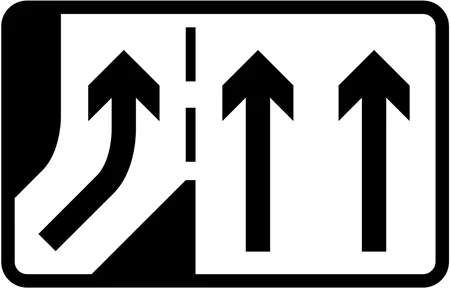 Additional traffic lane joining from the left ahead (non-primary routes)