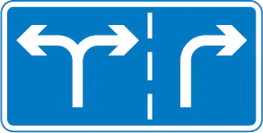Appropriate traffic lanes for different manoeuvres at a junction ahead