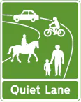 Start of a designated quiet lane in England