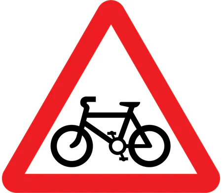 Cycle route ahead warning