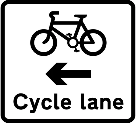 Cycle lane on road at junction ahead or cycle track crossing road