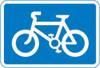 Route recommended for pedal cycles on the main carriageway of a road