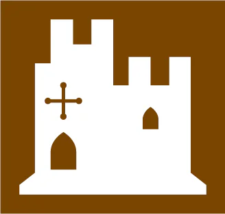 Tourist symbol for England and Wales: castle of historic or architectural interest